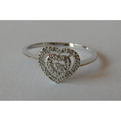 Heart Shape Double Row Diamonds Ring Halo White Gold 0.50 Carats Halo Ring