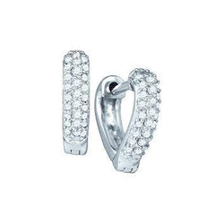 Heart Shape Lady Hoop Earrings 3.25 Ct Round Cut Diamonds Gold White
