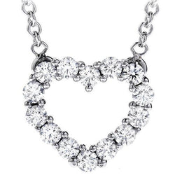 Heart Shape Pendant Necklace 2.80 Ct. Round Cut Diamonds Gold White