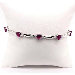 Heart Shape Rhodolite Garnet Diamond Bracelet 9.54 Carats Jewelry New