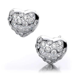 Heart Shape Studs Earrings 3.20 Ct Round Cut Diamonds White Gold 14K