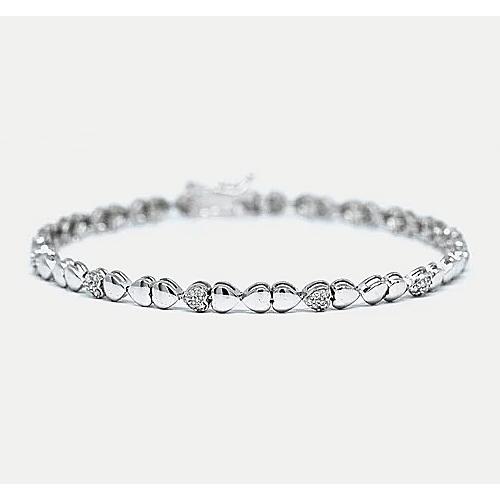 Heart Shaped Diamond Tennis Bracelet 2 Carats F/G Vs2/Vs1 White Gold 14K Tennis Bracelet