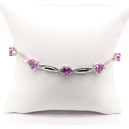 Heart Shaped Pink Amethyst Diamond 9.54 Carats Bracelet White Gold F Vs1 AAA New Gemstone Bracelet