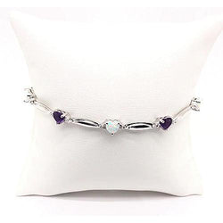 Heart Shape Purple Amethyst & Opal Diamond Bracelet 9.54 Carats