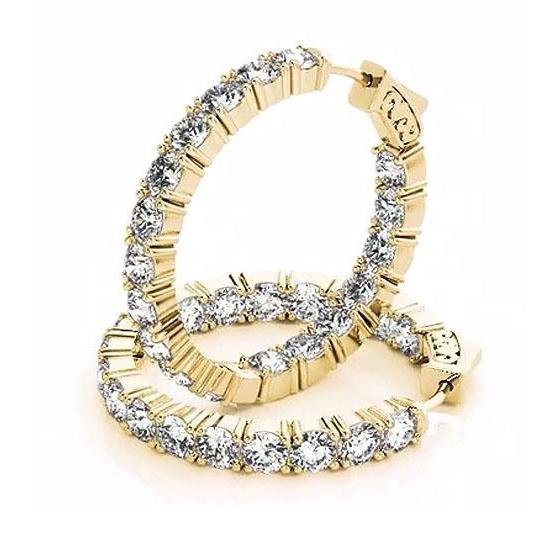 Hoop Diamond Earrings 7.20 Carats Prong Setting Ladies Jewelry Hoop Earrings
