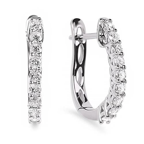 Hoop Earring White Gold 14K 2.70 Carats Round Cut Diamond Ladies Hoop Earrings