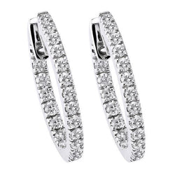 Hoop Earrings 14K White Gold 4.80 Ct F Vvs1 Round Cut Diamonds Lady