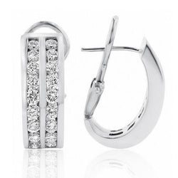 Hoop Earrings 4.30 Carats Round Brilliant Cut Diamonds White Gold 14K