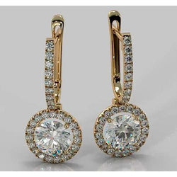 Drop Earrings Round Diamond 4.50 Carats