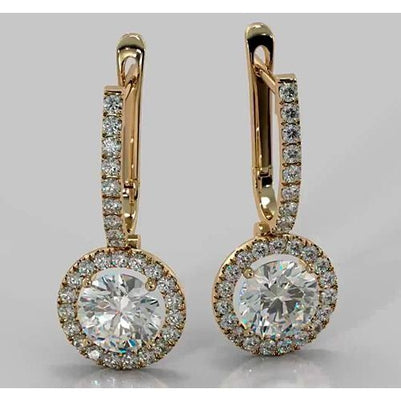 Hoop Earrings Round Diamond 4.50 Carats 2.35 Inches Drop Earrings