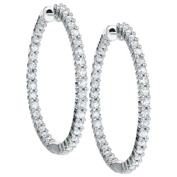 Hoop Earrings Women F Vvs1 5 Carats Diamonds 14K White Gold