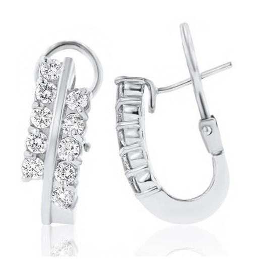 Hoop Earringswhite Gold Sparkling Brilliant Cut 3.00 Ct Diamonds Lady Hoop Earrings