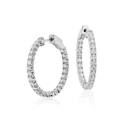 Hoop Women Earrings 4.50 Ct Round Brilliant Cut Diamonds White Gold