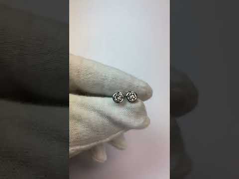 Round Bezel Set Diamond Stud Earring 1 Carat