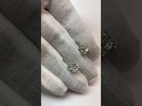 Diamond Halo Drop Earrings 6.50 Carats Cushion Old Cut White Gold