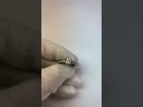 Engagement White Gold Diamond Solitaire Ring with Accents