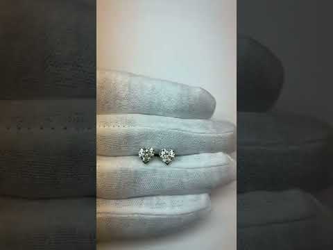 Heart Women Jewelry Sparkling Unique Stud Earrings White Gold Diamond 