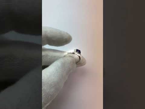 New Style Cushion Ceylon Sapphire And Diamond Ring White Gold  Gemstone Ring