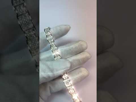 White Gold 14K Brilliant Cut 9.85 Ct Diamonds Men's Link Bracelet