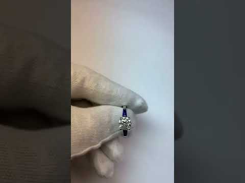 Natural Blue Sapphire Diamond Ring 3.20 Ct. 3 Stone Old Miner