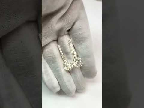 3.44 Carats Prong Set Diamonds Lady Dangle Earrings White Gold 14K