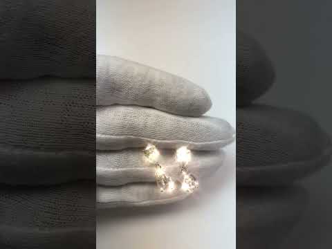 White Gold 2 Stone Diamond Dangle Earrings Pear Cut Old Miner 9 Carats