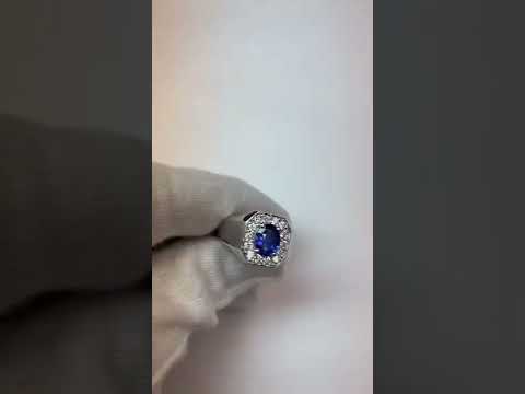 Round Diamond Halo Oval Sapphire Ring Gold Men's Jewelry 3.50 Carats