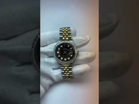 Rolex Datejust Watch Two Tone Men Channel Bezel Diamond