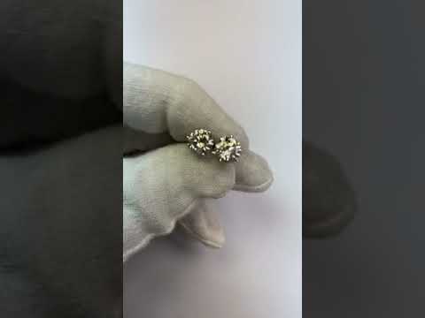 New Three Prong Set  Big Round Diamond  White Gold Jewelry Stud Earrings