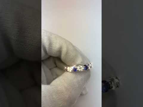 Products 4.80 Carats Round Eternity Band Jewelry Blue Sapphire White Gold 14