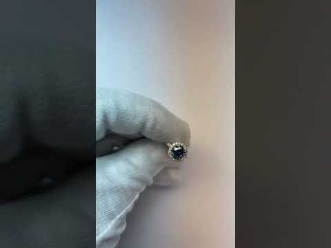 Amazing  Blue Diamond Halo Setting Gemstone Ring Wedding  White Gold Gemstone Ring