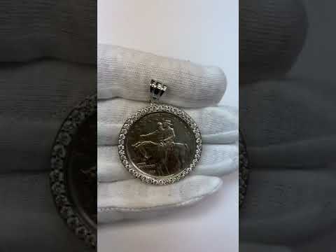 White Gold Dollar Diamond Bezel Pendant 2 Carats (Coin not included)