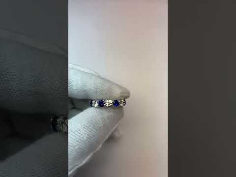  Round Eternity Band Jewelry Blue Sapphire White Gold 14