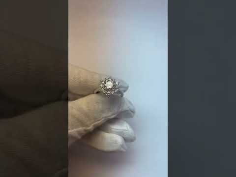 Natural  Sparkling Diamond Halo Engagement Ring 2.90 Carats White Gold 14K