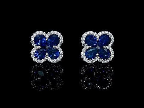 Pear Sri Lankan Sapphire Diamond Cluster Earring Women White Gold   Gemstone Earring 