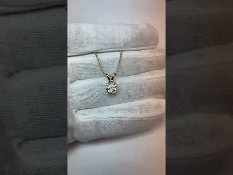 Diamond Pendant Necklace With Chain 1 Carat Half Bezel Yellow Gold