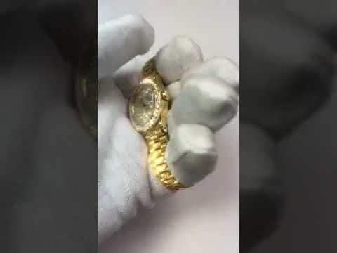 Rolex Datejust Iced Out Diamond Lady Watch Yellow Gold Bracelet