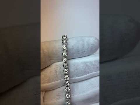 Real Round Cut Diamond Tennis Bracelet Sparkling White Gold 14K 7.20 Ct