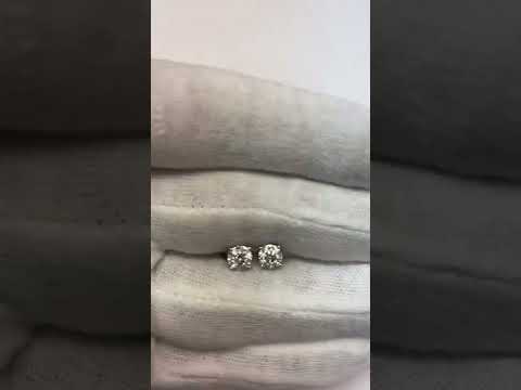 1.5 Ct Prong Set Round Diamond Stud Earring 14K White Gold