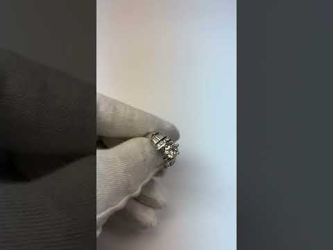 3.26 Carats Diamond Round & Baguette Engagement Ring White Gold 14K