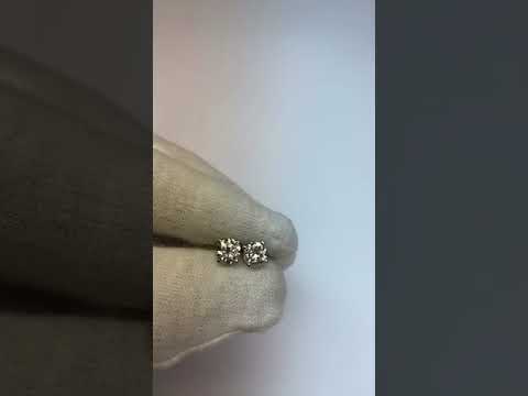 Prong Set New White Gold Round Diamond Stud Earring