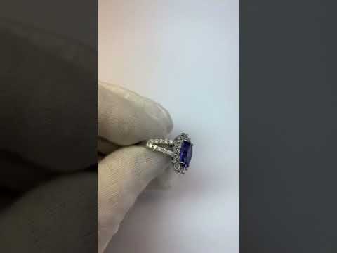 Tanzanite And Diamonds Ladies  Wedding Ring Gold White 