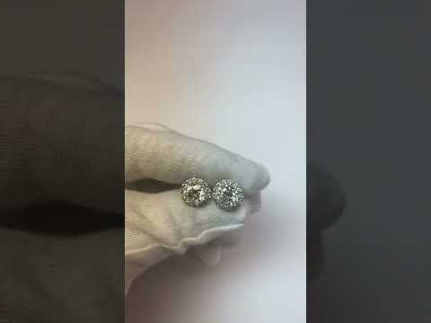 Halo Old Miner Diamond Studs 8 Carats Prong Set White Gold 14K