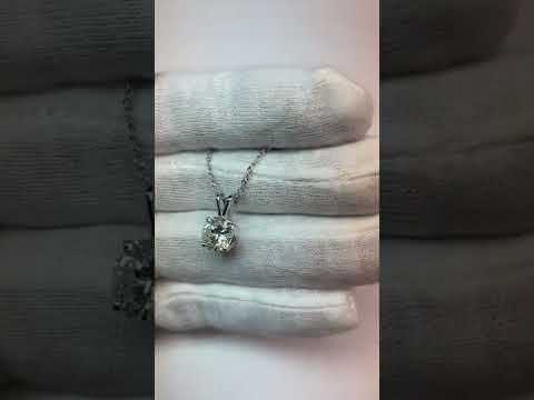 Round Solitaire Diamond Necklace Pendant 2.75 Ct White Gold 14K