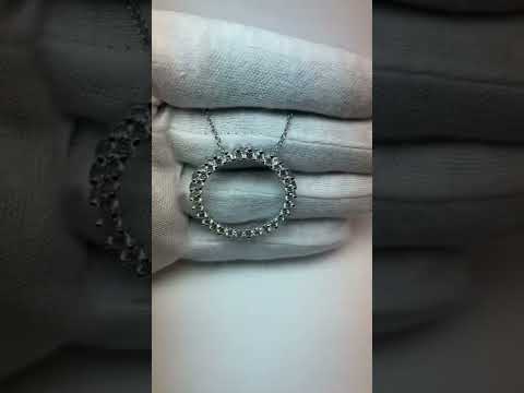 Round Brilliant Shape Diamond Circle Pendant Necklace 3 Carat WG 14K