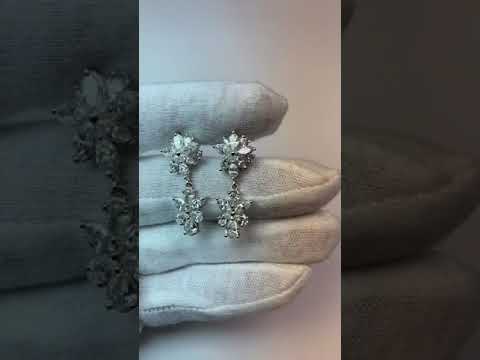 5 Carat Diamonds Floral Style Earring Chandelier WG Hanging Earrings