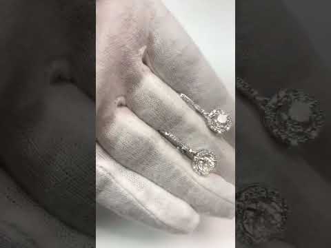 4.50 Carats Natural Diamonds Ladies Dangle Earrings White Gold 14K