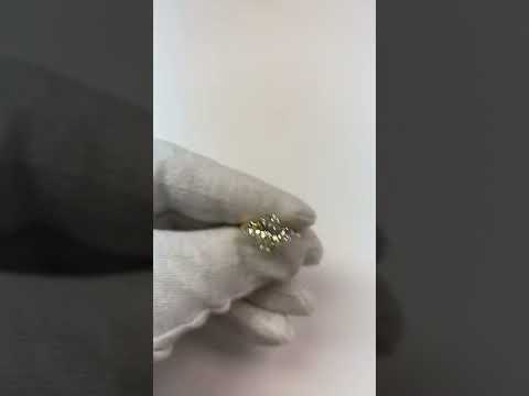 Three Stone Ring Oval & Pear Cut Diamonds 14K Yellow Gold