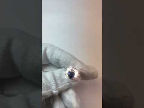 Sparkling Ladies Weeding  Cushion Sri Lanka Blue Sapphire And Halo Diamond Ring Gemstone Ring
