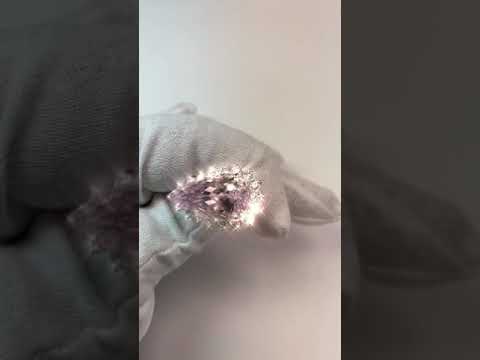 Fancy Look NIce Pear Kunzite With Round Diamonds Ring White Gold
